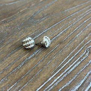 Henri Bendel Brown White Crystal Pave Stud Earrings